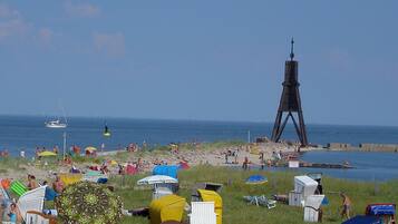 On the beach, white sand