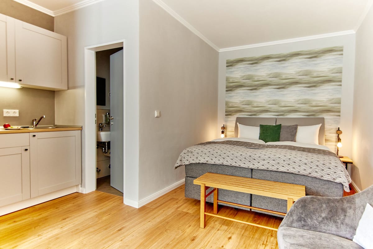 Comfort tweepersoonskamer, keuken | 1 slaapkamer, hypoallergeen beddengoed, een kluis op de kamer