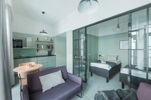 Appartement | Espace de travail pour ordinateur portable, Wi-Fi gratuit, draps fournis