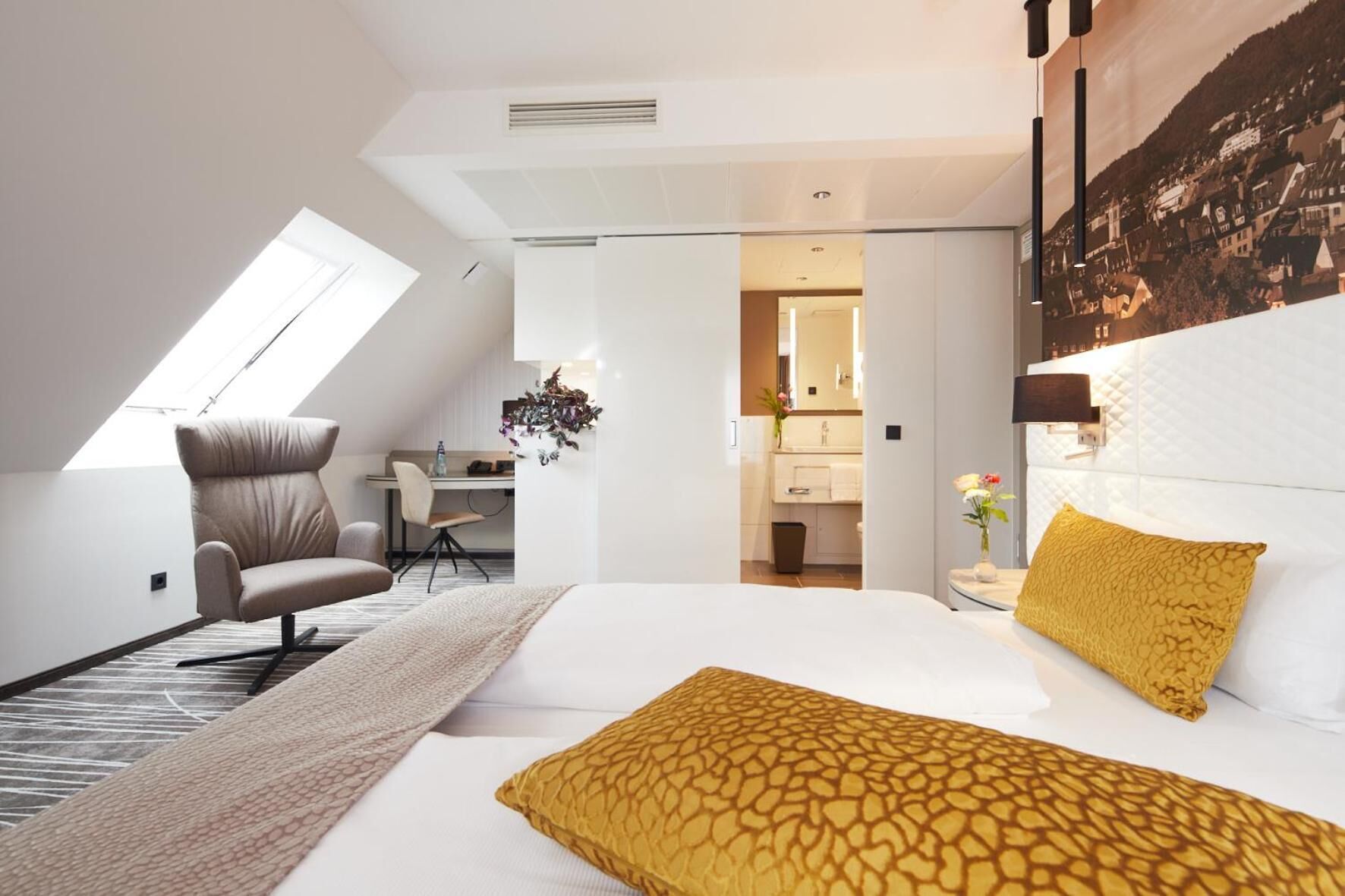 hypo-allergenic bedding, in-room safe, desk, laptop workspace