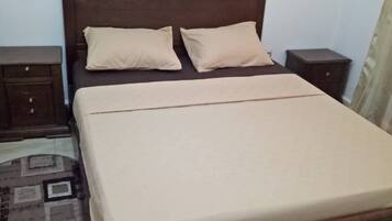 Desk, free WiFi, bed sheets