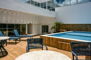 Outdoor pool, pool loungers