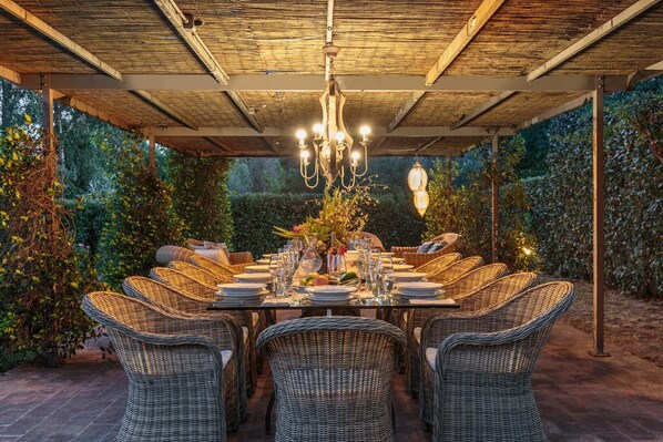 Outdoor banquet area