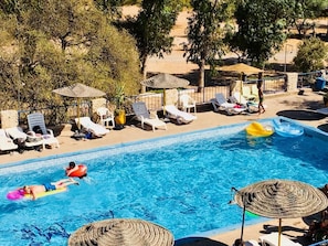 Outdoor pool, pool loungers