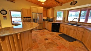 Microwave, oven, toaster, cookware/dishes/utensils