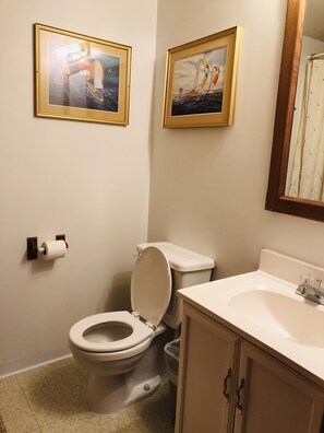 Combined shower/bathtub, towels, soap, toilet paper - Ponderosa Cabin - 6 Bed/2 Bath  (Loon Lake)