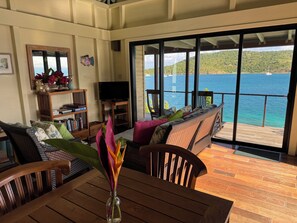 Een smart-tv, een dvd-speler, boeken en een filmbibliotheek