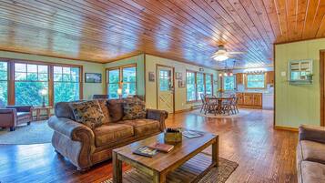 TV connectée, cheminée, jeux vidéo, lecteur de DVD