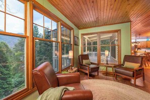 Smart TV, fireplace, video games, DVD player