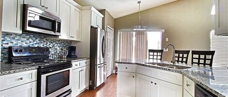 Fridge, microwave, oven, dishwasher
