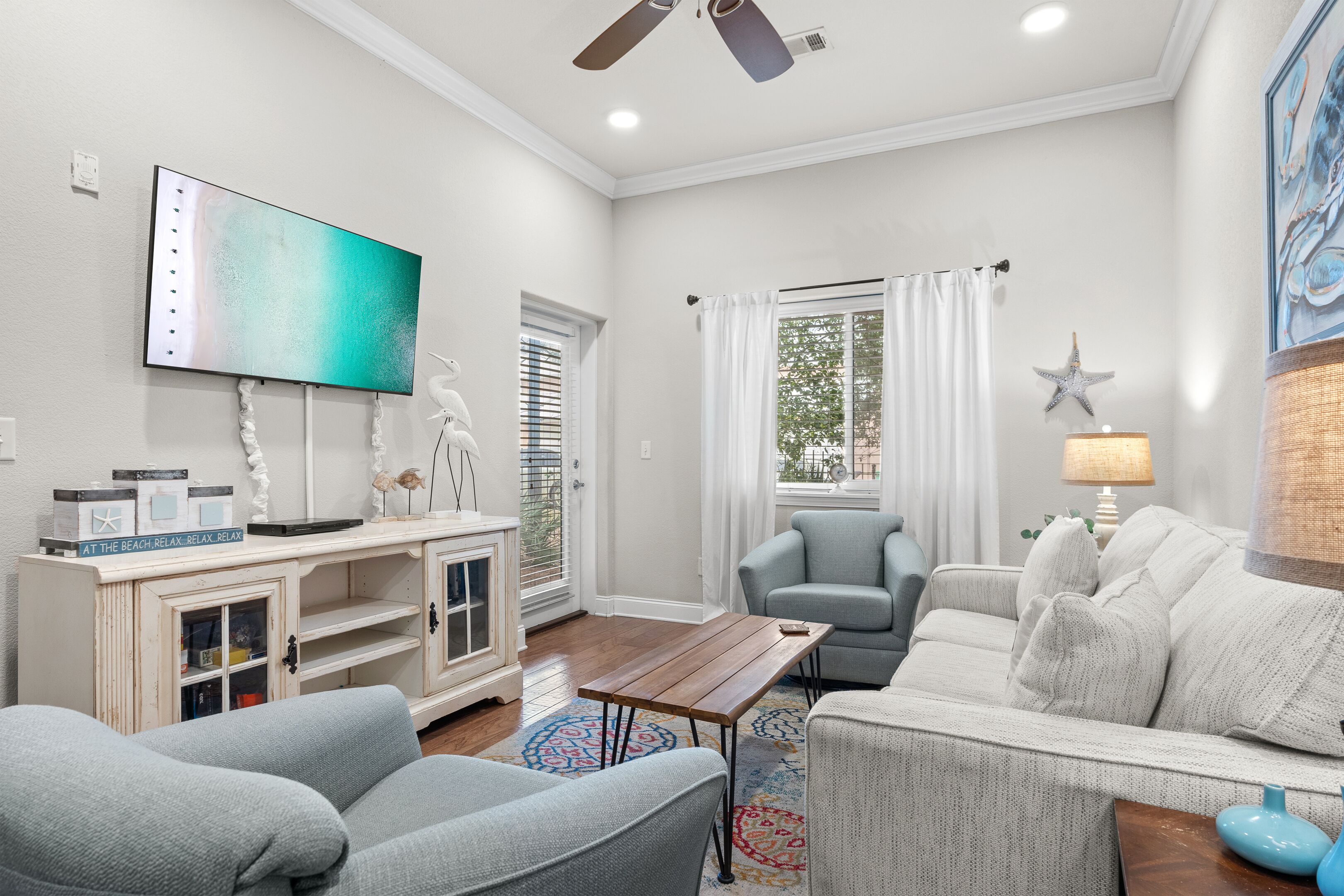 Alerio! Trendy Coastal Condo, Steps to the Beach, Pool-Hot Tub, Grills, Patio