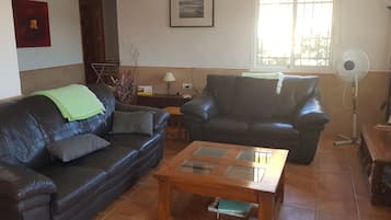 Televisie, een dvd-speler, boeken en een filmbibliotheek