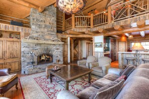 TV, fireplace, video games, music library