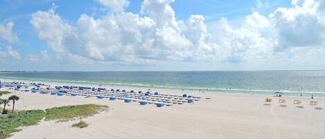 On the beach, beach towels