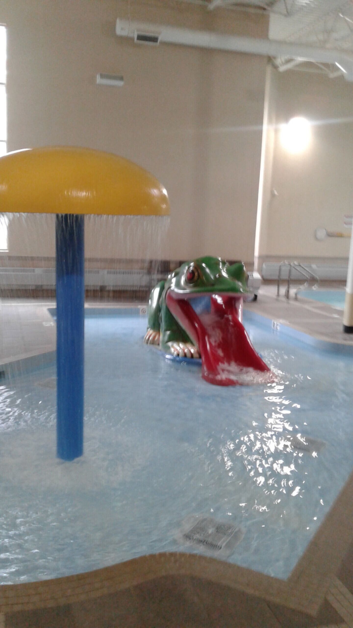 Una piscina cubierta, una piscina al aire libre