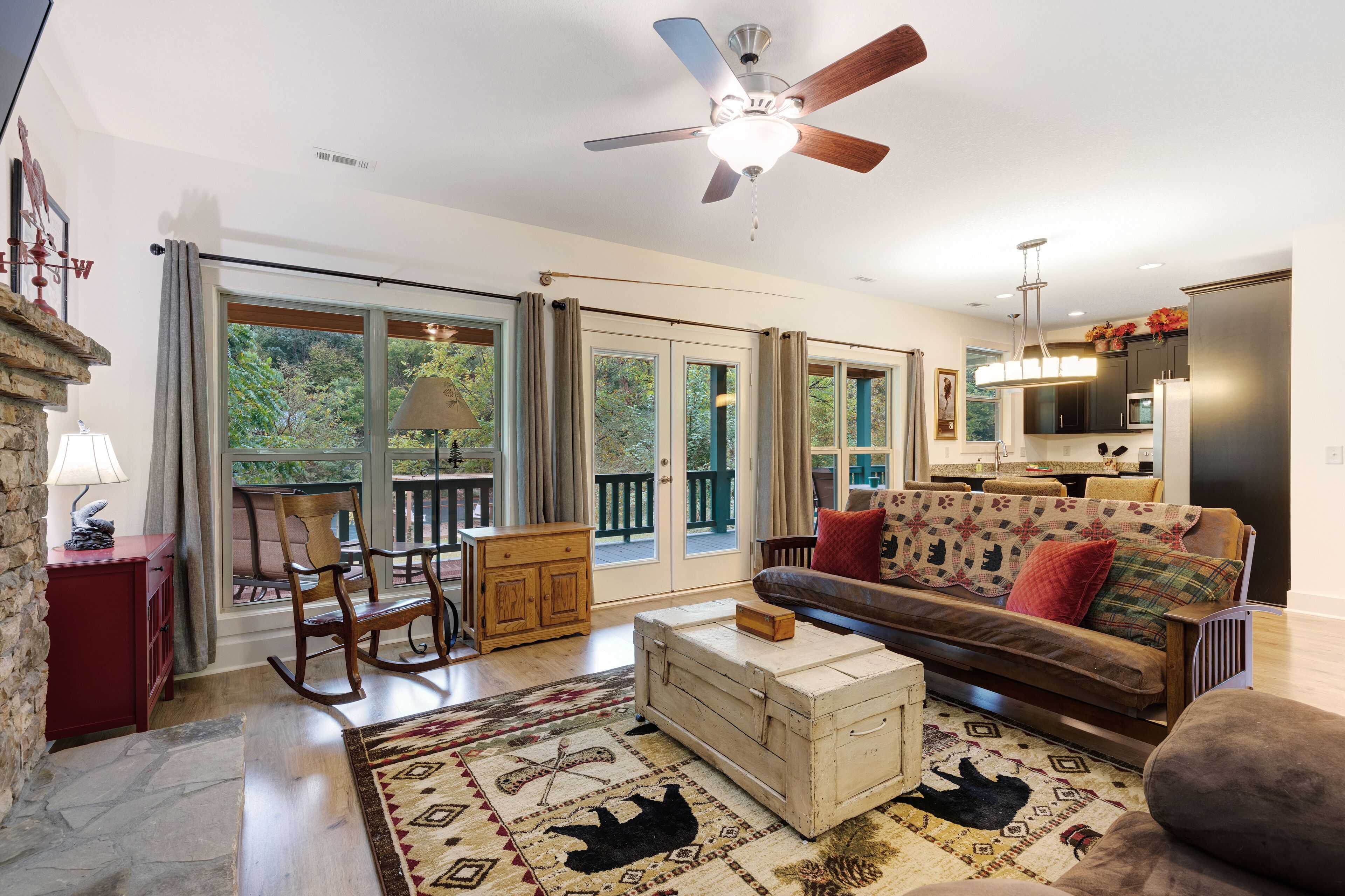 Waterfront mountain home right on the river with ample space! Dogs OK!