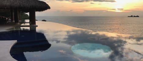 An infinity pool, a heated pool