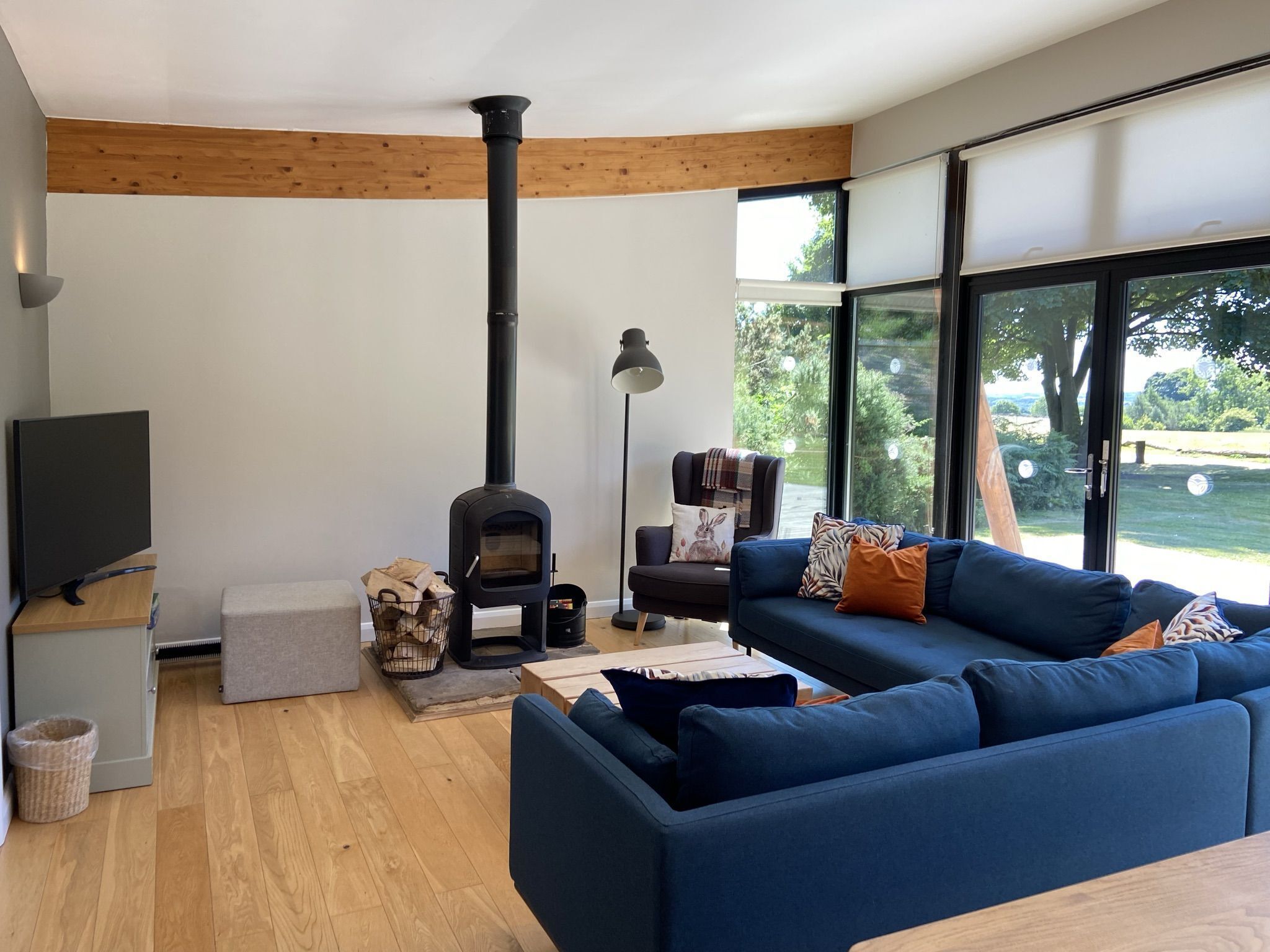 Flat-screen TV, fireplace, DVD player