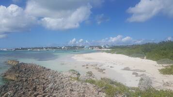 On the beach, beach towels