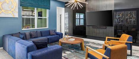 TV, video games, foosball, stereo