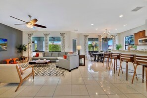 TV, fireplace, table tennis