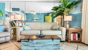 Condo, 1 Bedroom | Living room - Seacrest 604 by Bender Vacation Rentals (Gulf Shores)