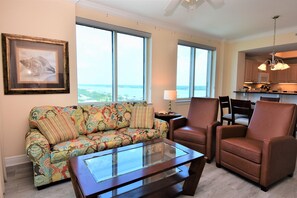 Condo, 2 Bedrooms | Living room | 32-inch flat-screen TV with cable channels, TV - Crystal Tower 1409 by Bender Vacation Rentals (Gulf Shores)