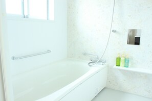 1LDK, with Laundry Dryer | Bathroom | Separate tub and shower, free toiletries, hair dryer, slippers