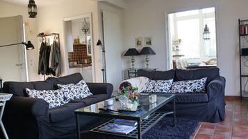 Smart TV, fireplace, DVD player, table tennis