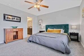 5 bedrooms, memory-foam beds, iron/ironing board, travel cot