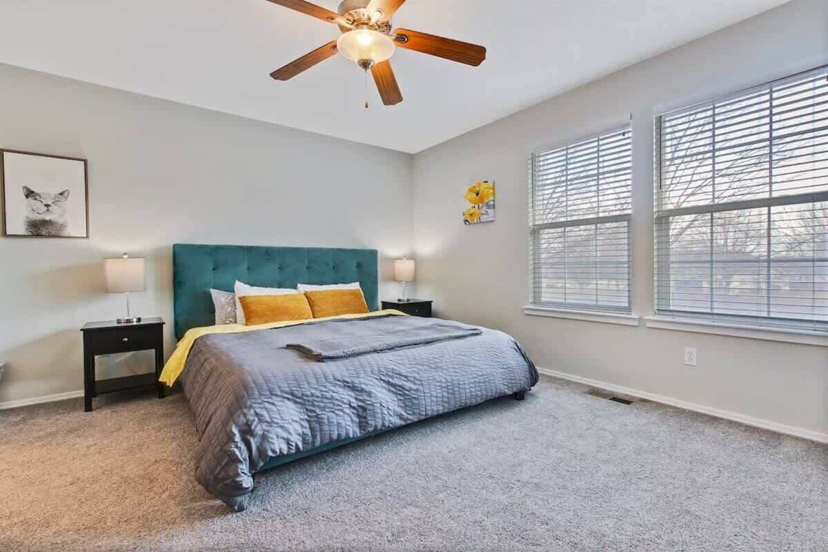 5 bedrooms, memory foam beds, iron/ironing board, travel crib