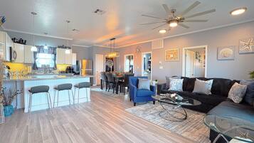 TV, DVD player, video library