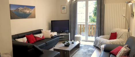 TV, DVD player, books