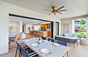 Outdoor dining - Maui Resort Rentals: Luana Garden Villas 2A – Modern 3BR Villa at Kaanapali’s Newest Luxury Residences! (Lahaina)