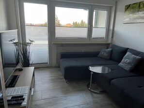 Smart-tv, een dvd-speler, een tafeltennistafel en boeken