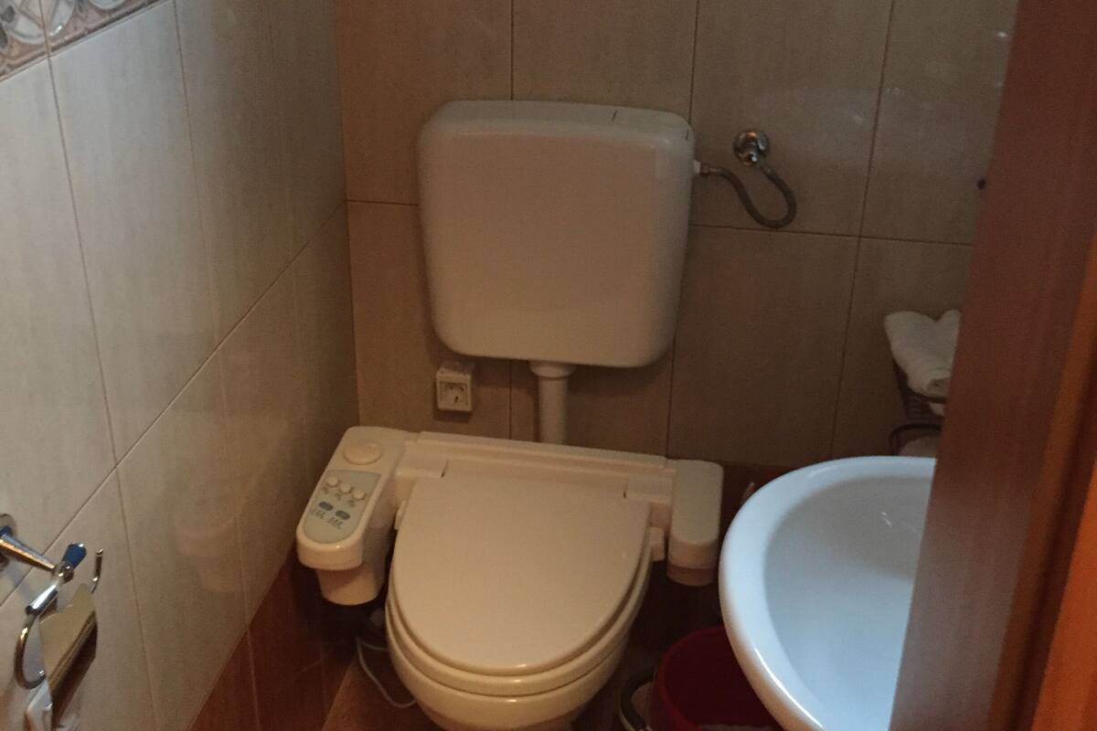 Suite studio | Salle de bain | Séchoir à cheveux, serviettes fournies, papier de toilette