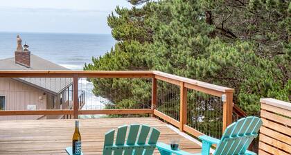 hot tub, ocean views and wood burning fireplace