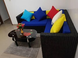 Comfort Studio, 1 Double Bed | Living area | 32-inch flat-screen TV with satellite channels, TV