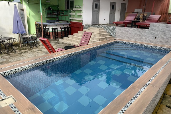 Outdoor pool, sun loungers