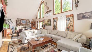 Smart TV, fireplace, table tennis, books
