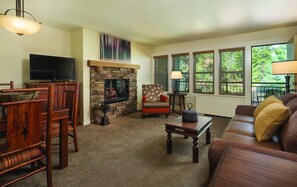 TV, fireplace, DVD player, stereo