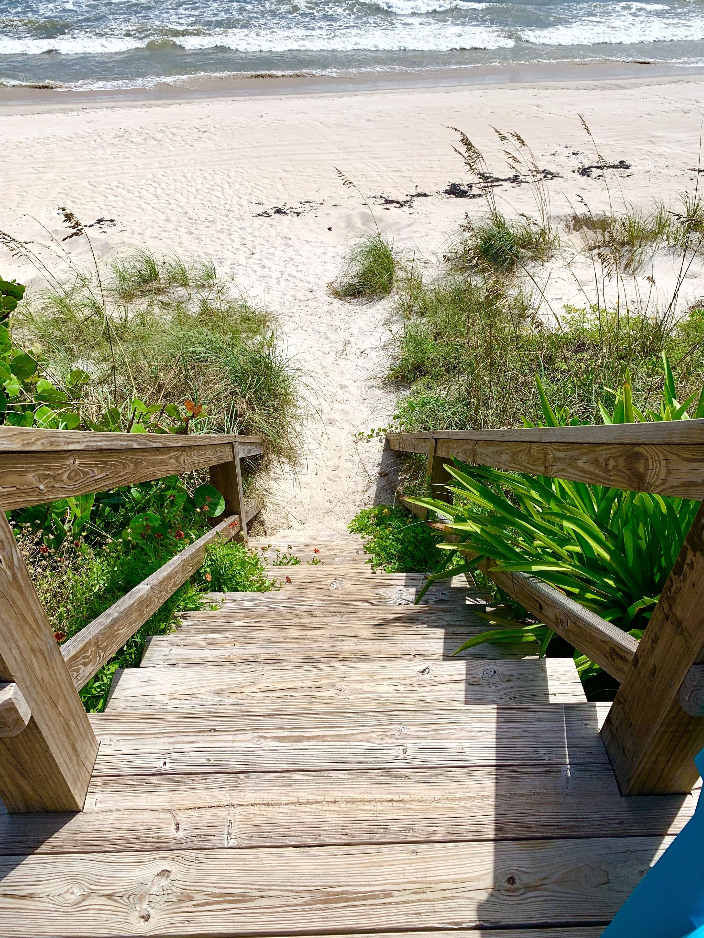 On the beach, sun loungers, beach towels