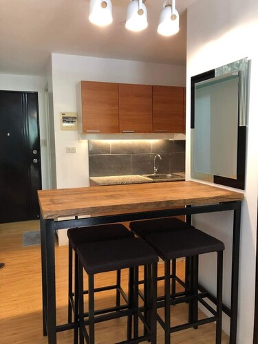 1 bedroom, kitchen living room, balcony , swimming pool.