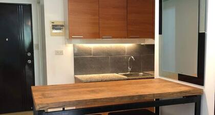 1 bedroom, kitchen living room, balcony , swimming pool.