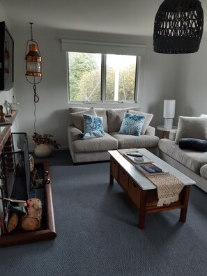 Smart-TV, Kamin, Bücher