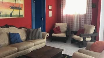 TV, DVD player, foosball, table tennis