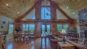 TV, fireplace, DVD player, video library - Majestic Peace- Dog Friendly | Screened Porch | Spectacular Views (Blue Ridge)