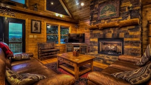 TV, fireplace, DVD player, video library