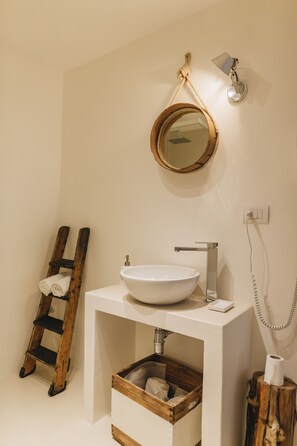 Regadera, secadora de cabello, bidet, toallas 