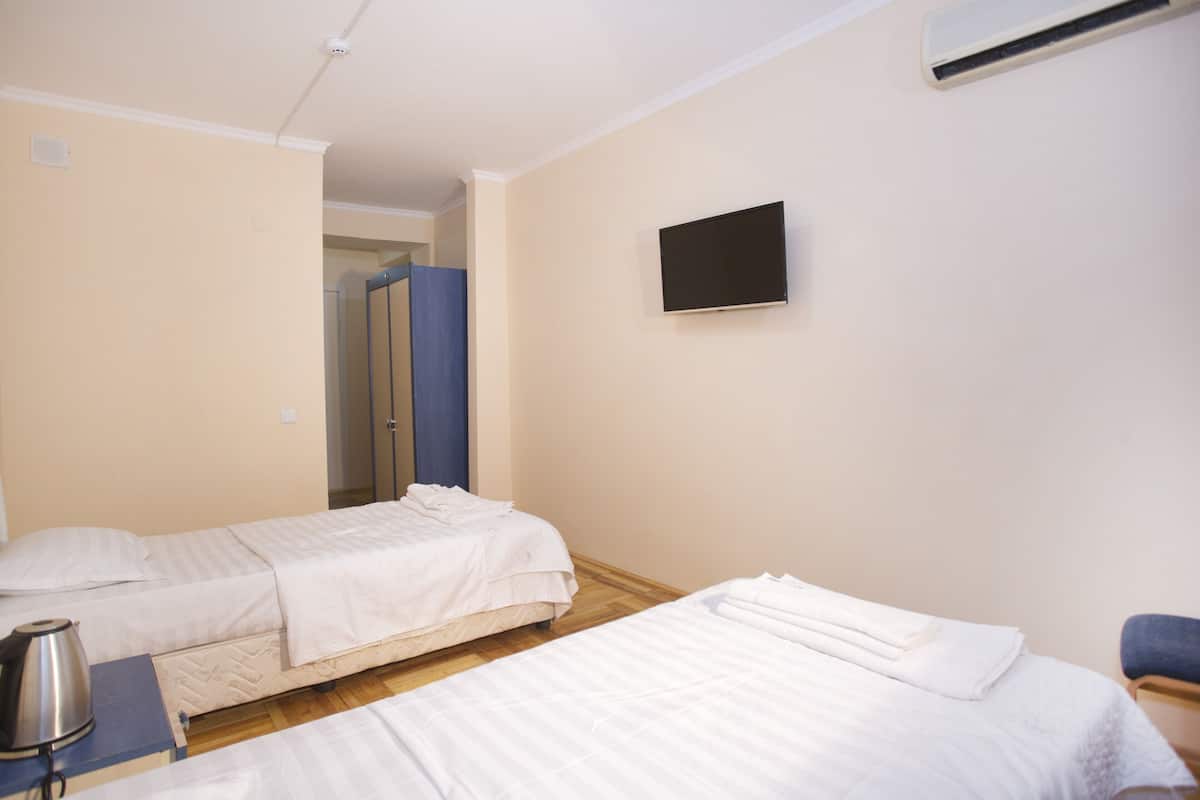 Habitación estándar con 2 camas individuales | Escritorio, espacio para trabajar con laptop y cortinas blackout